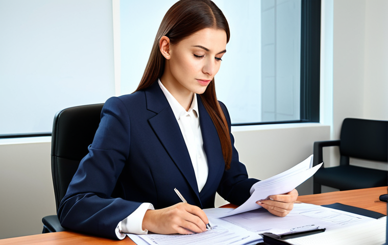 **

"A female accountant in a professional business suit, reviewing financial statements at a modern office desk, fully clothed, appropriate attire, safe for work, perfect anatomy, correct proportions, natural pose, financial documents visible, professional lighting, high quality, modest."

**