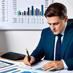 Home 6 A person carefully reviewing a detailed financial statement at a desk, surrounded by graphs and charts, fully clothed, professional attire, safe for work, perfect anatomy, natural proportions, family-friendly.