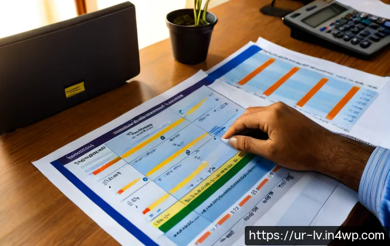 Home 11 재무제표의 다양한 활용법 - Photorealistic Pakistani small business owner and accountant reviewing printed financial charts with...