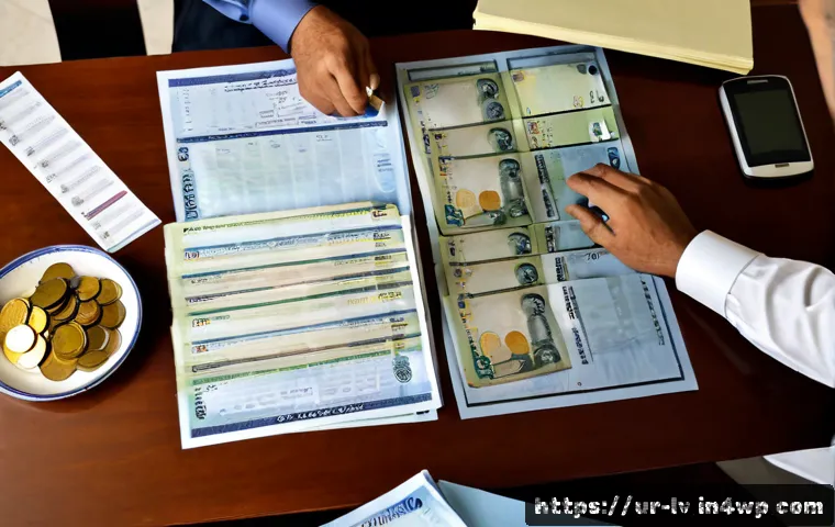 Home 15 개인 재무제표와 금융 자산의 이해 - Photorealistic overhead view of a Pakistani household financial planning desk, a middle-aged Urdu-sp...